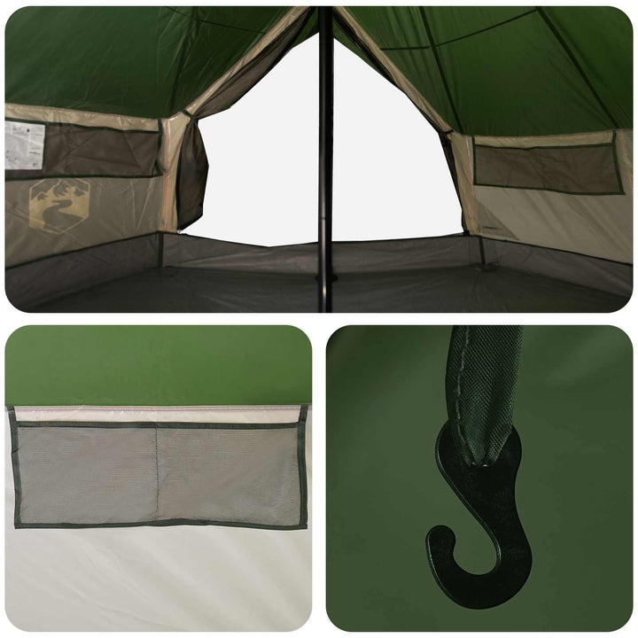 Tipi telt med tag Grøn 700 x 700 x 395 cm Polyester og Stål