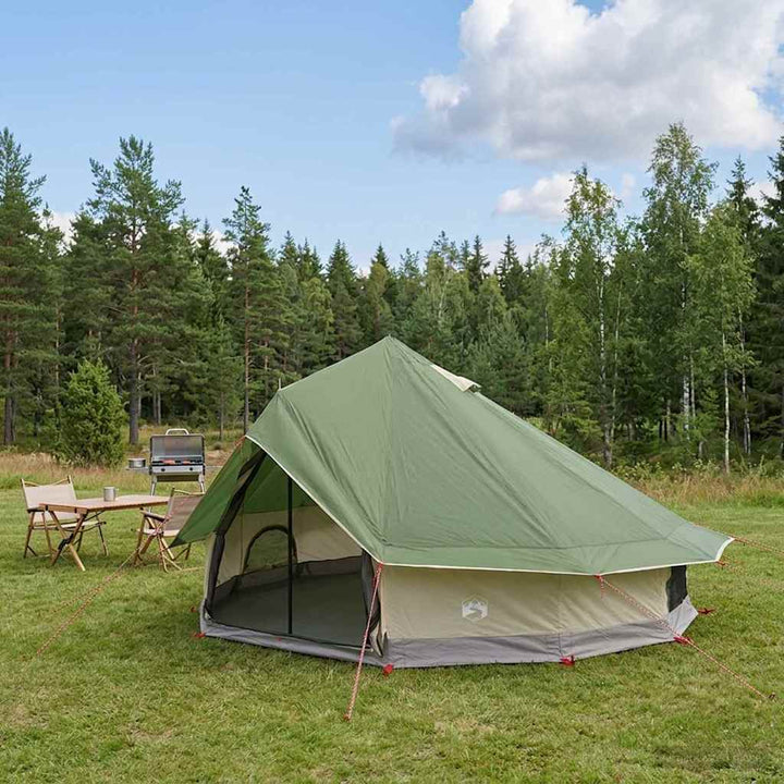 Tipi telt med tag Grøn 700 x 700 x 395 cm Polyester og Stål