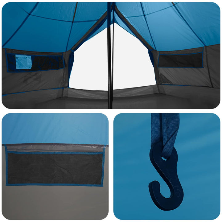 Tipi telt med tag Blå 700 x 700 x 395 cm Polyester og Stål