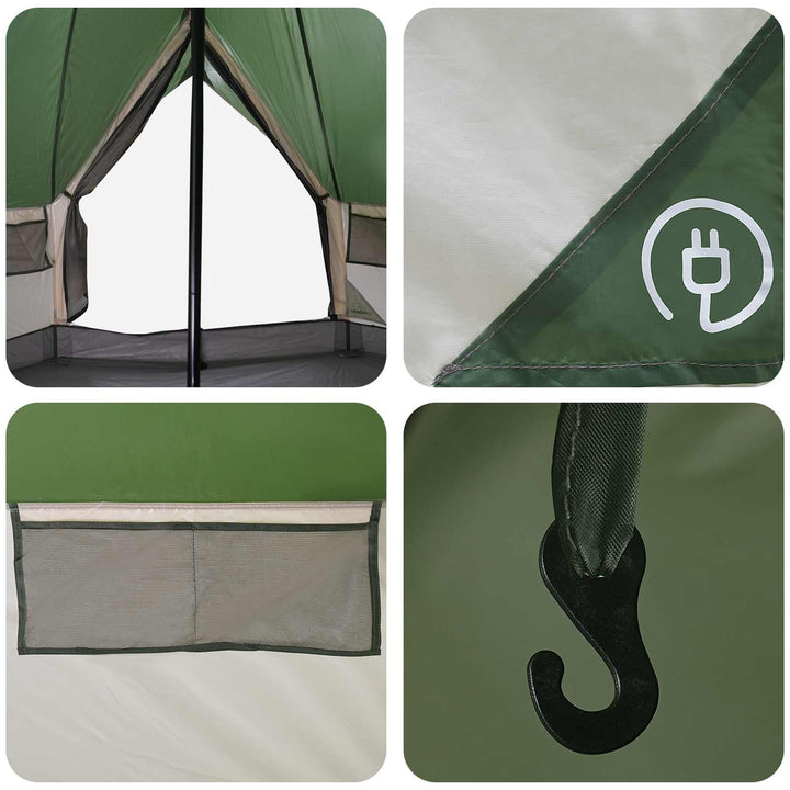 Tipi telt med tag Grøn 250 x 250 cm Polyester og Stål