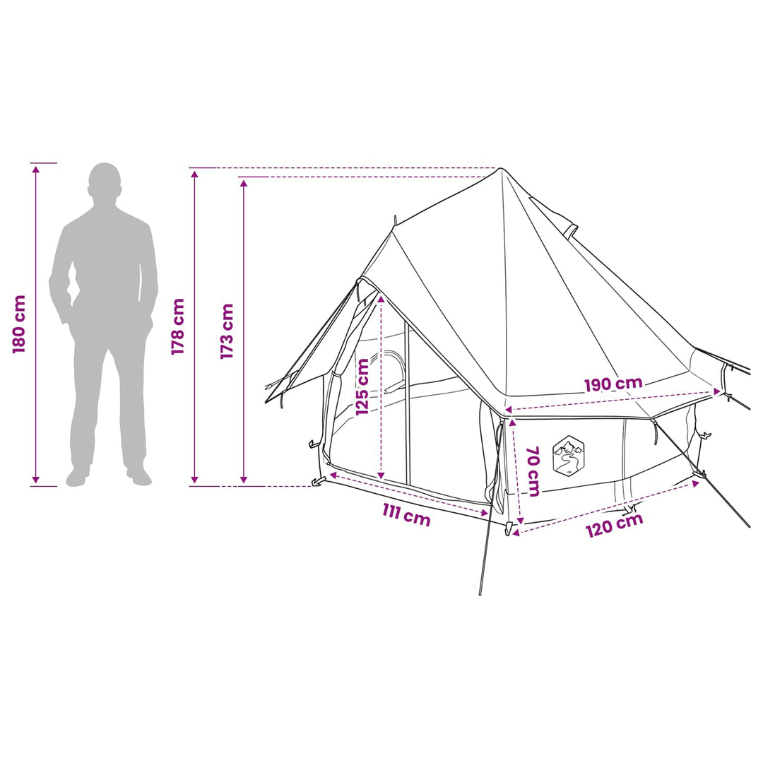 Tipi telt med tag Army Grøn 250 x 250 cm Polyester og Stål