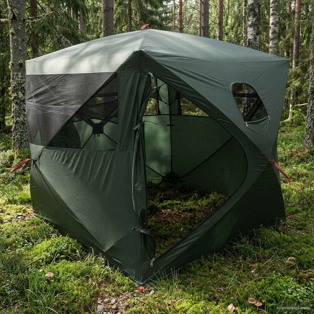 Jagttelt med tag Army Grøn 143 x 143 x 165 cm Polyester og Stål
