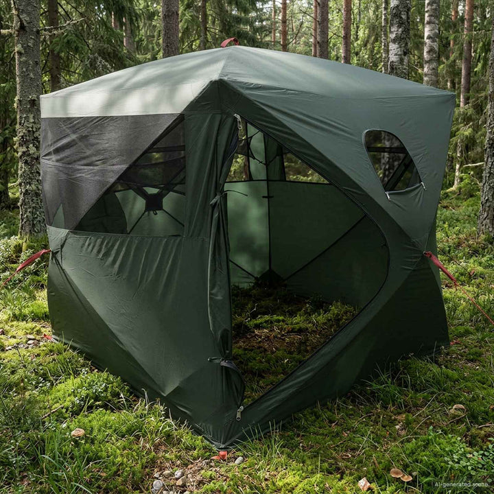 Jagttelt med tag Army Grøn 143 x 143 x 165 cm Polyester og Stål
