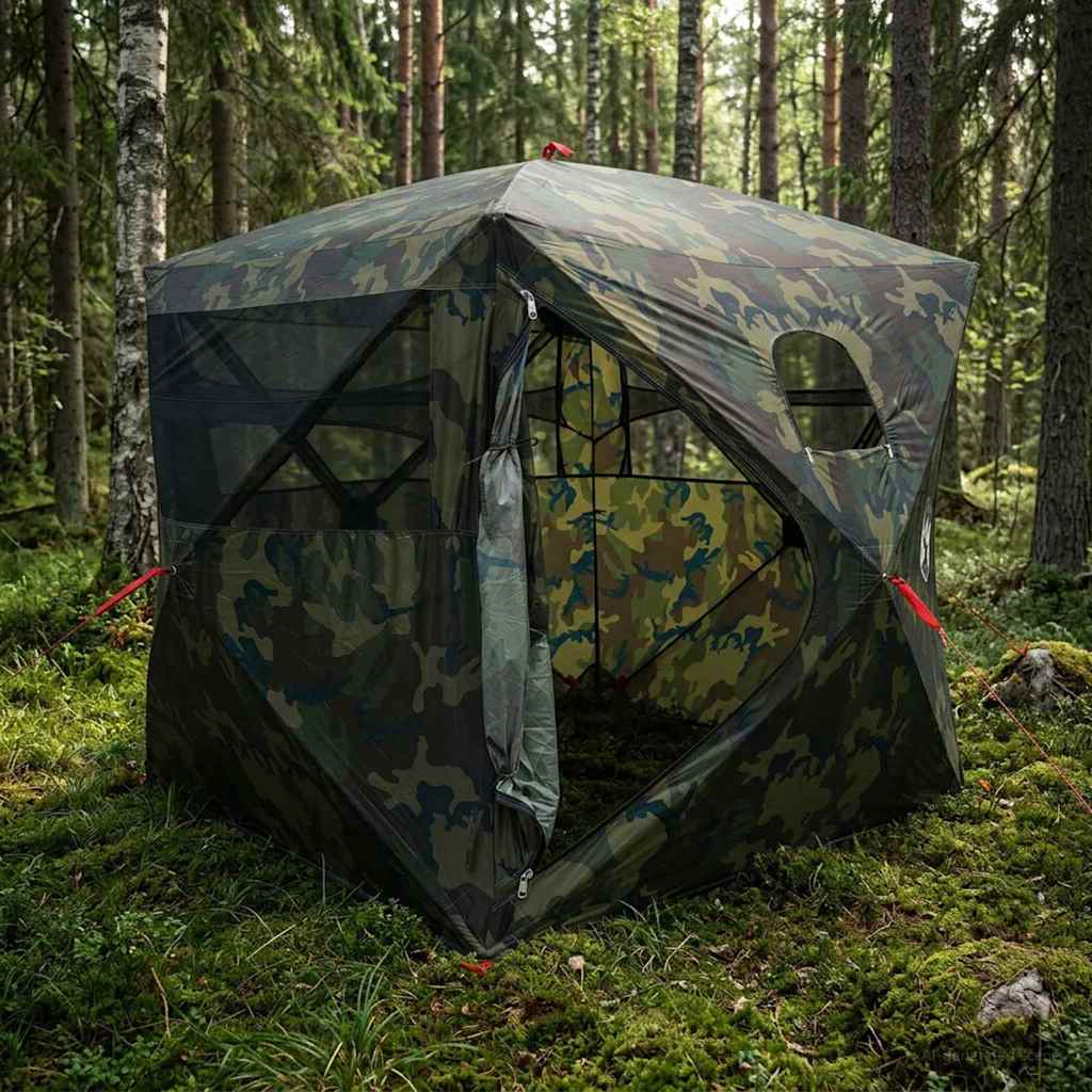 Jagttelt Camouflage 143 x 143 x 165 cm Polyester og Stål