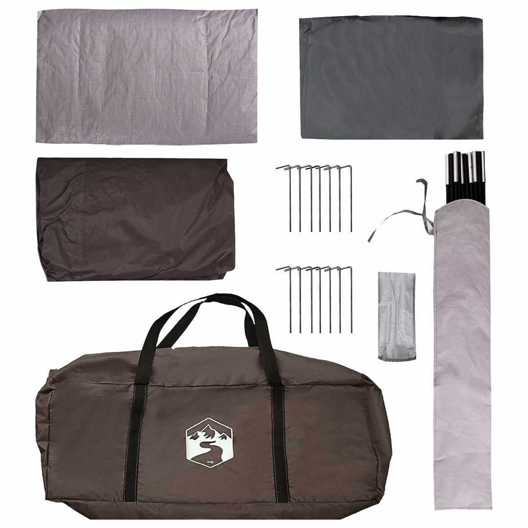 Familietelt med tag Brun Grå 380 x 260 x 190 cm Polyester