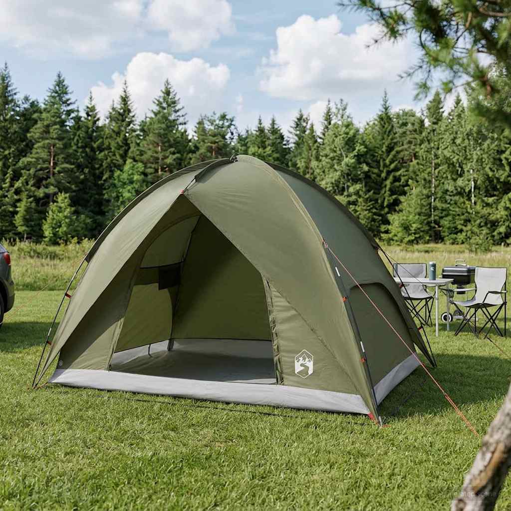 Camping telt med regnslag vandafvisende Kuppel Olivengrøn