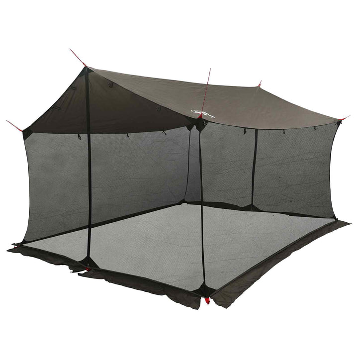 Camping tarp med mesh vægge Brun Grå 340 x 260 x 220 cm