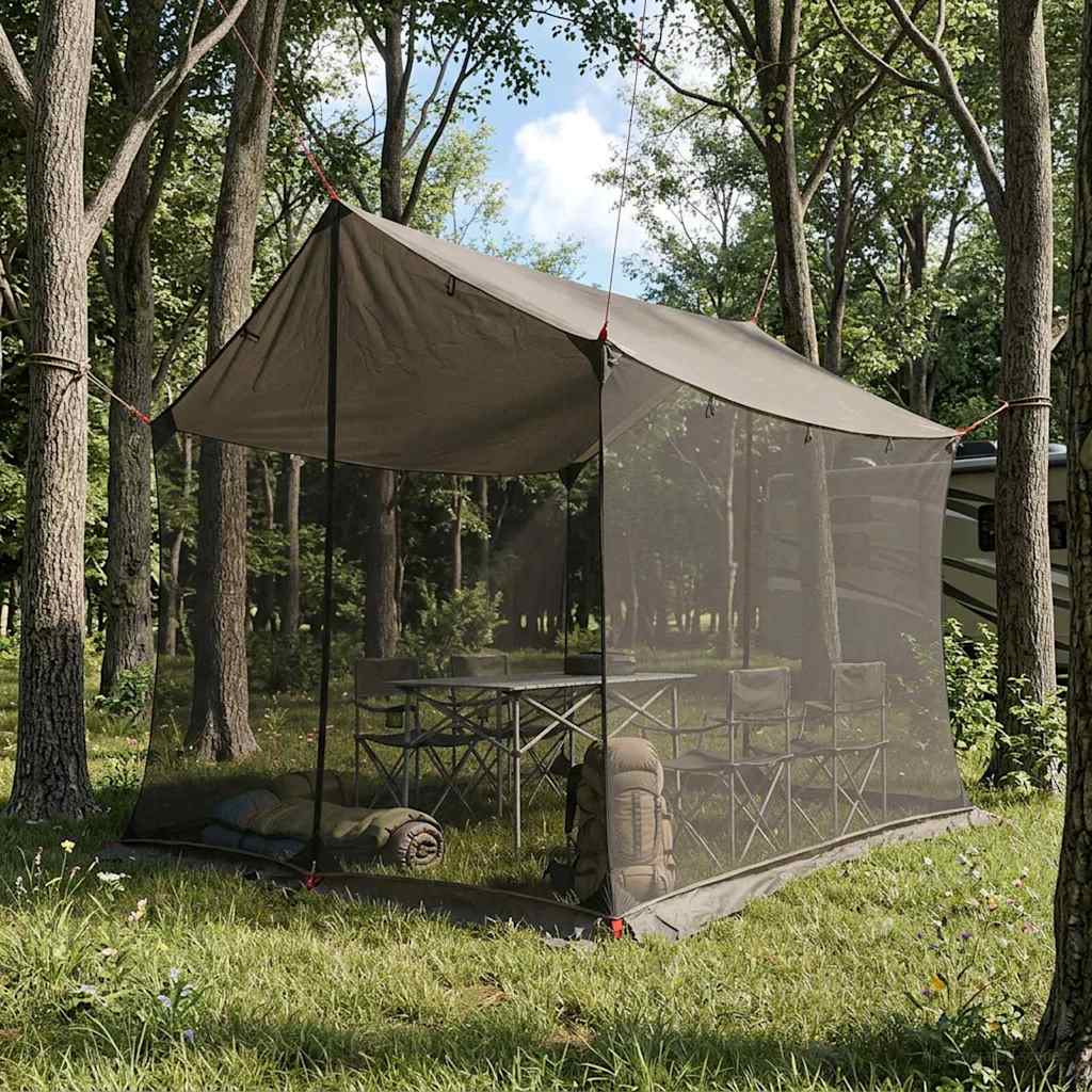 Camping tarp med mesh vægge Brun Grå 270 x 210 x 210 cm