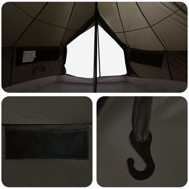 Tipi telt med tag Brun Grå 800 x 800 x 430 cm Polyester og Stål