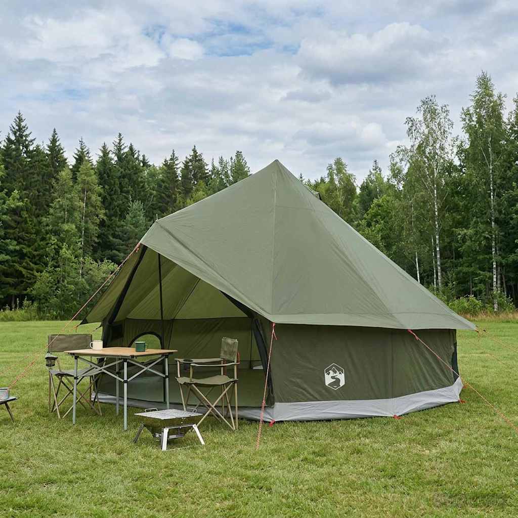Tipi telt Olivengrøn 300 x 300 x 200 cm Polyester og Stål
