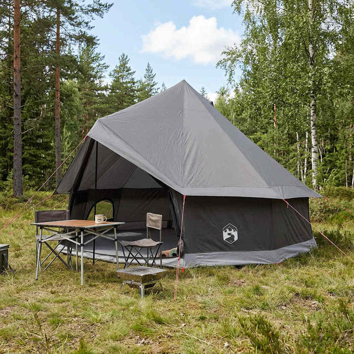 Tipi telt med tag Brun Grå 400 x 400 x 250 cm Polyester og Stål