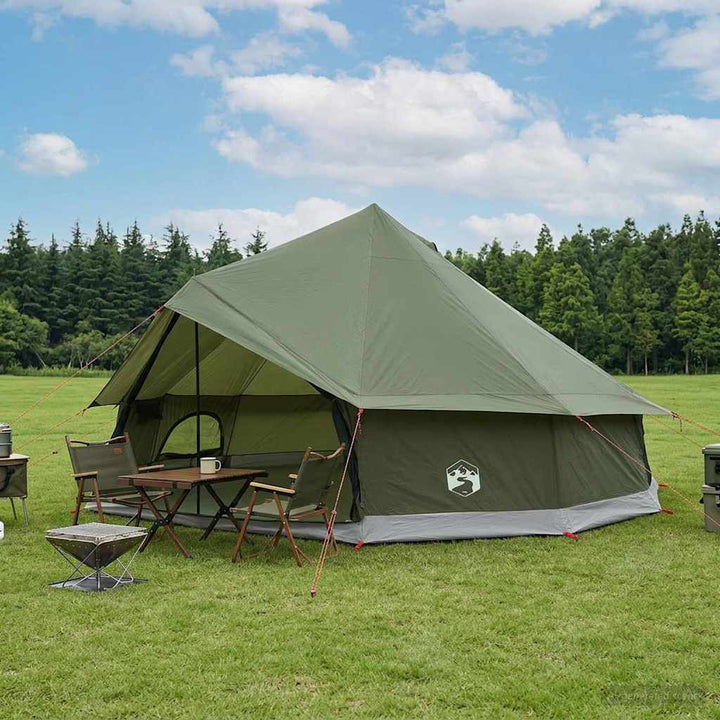 Tipi telt Olivengrøn 600 x 600 x 350 cm Polyester og Stål