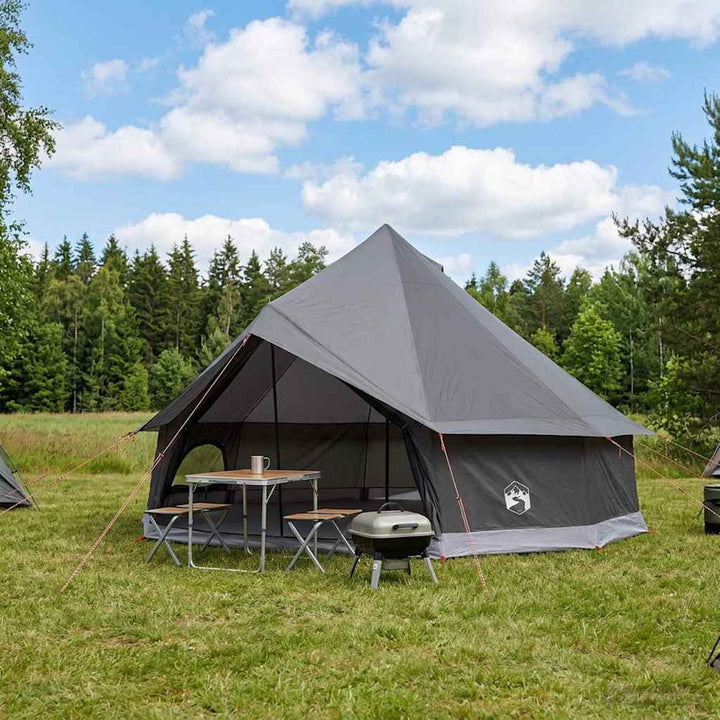 Tipi telt med tag Brun Grå 600 x 600 x 350 cm Polyester og Stål