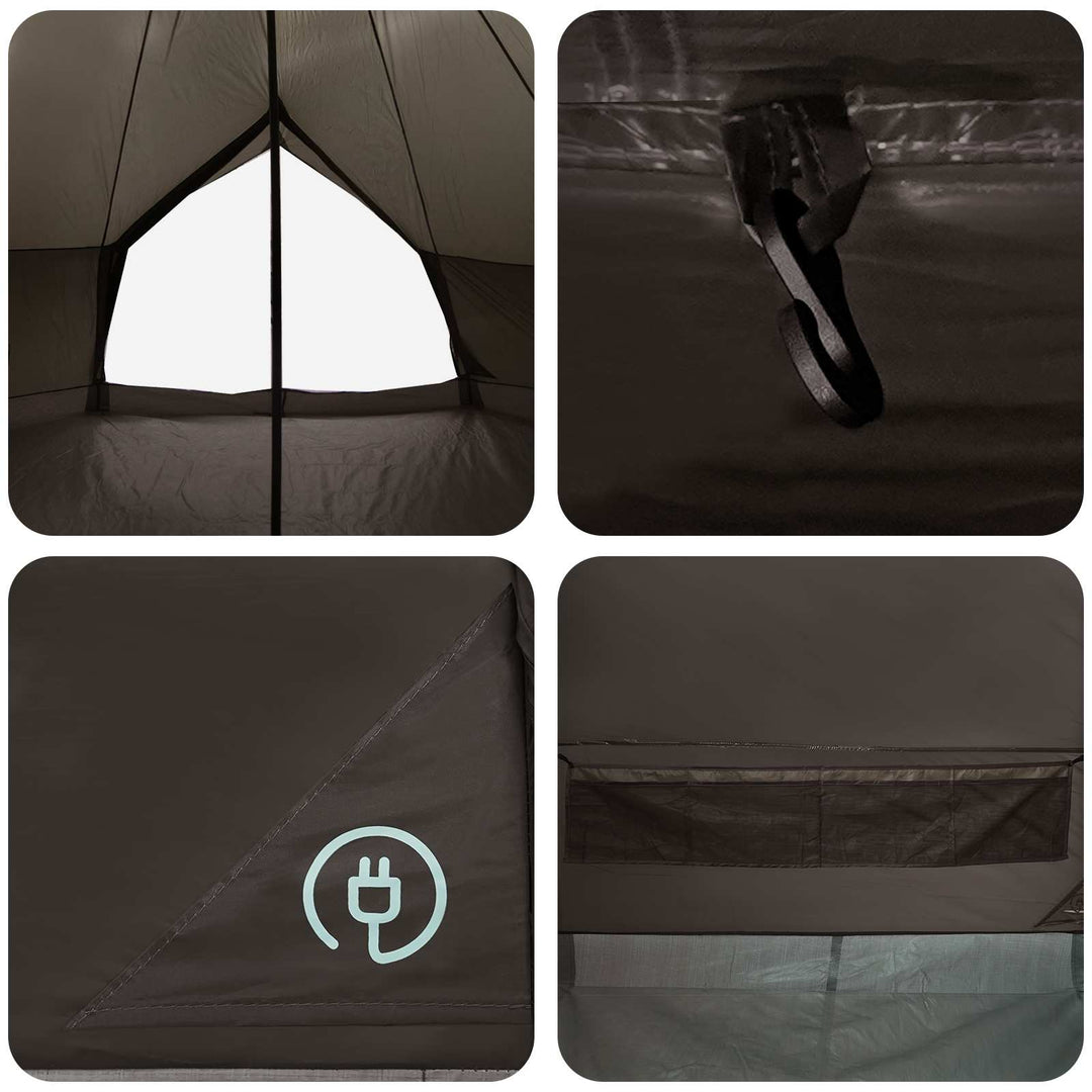 Tipi telt med tag Brun Grå 500 x 500 x 300 cm Polyester og Stål