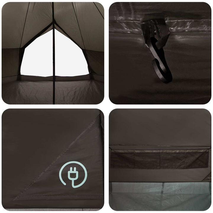 Tipi telt med tag Brun Grå 500 x 500 x 300 cm Polyester og Stål