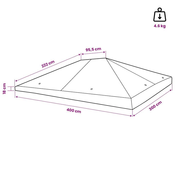 Gazebo Dække 300 x 400 cm Blå