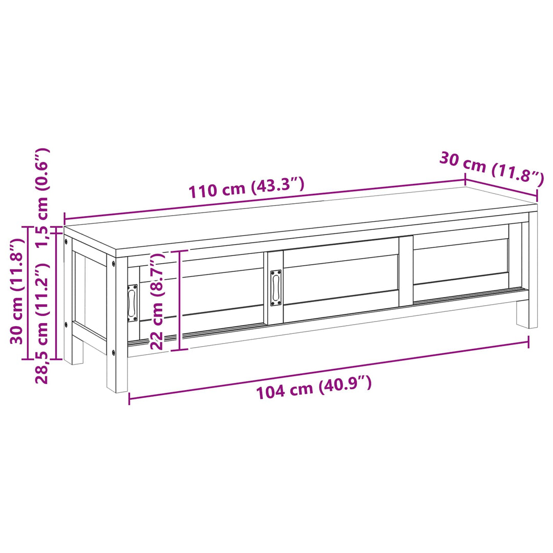 TV-skab 110 x 30 x 30 cm Massiv Teaktræ Naturfarvet
