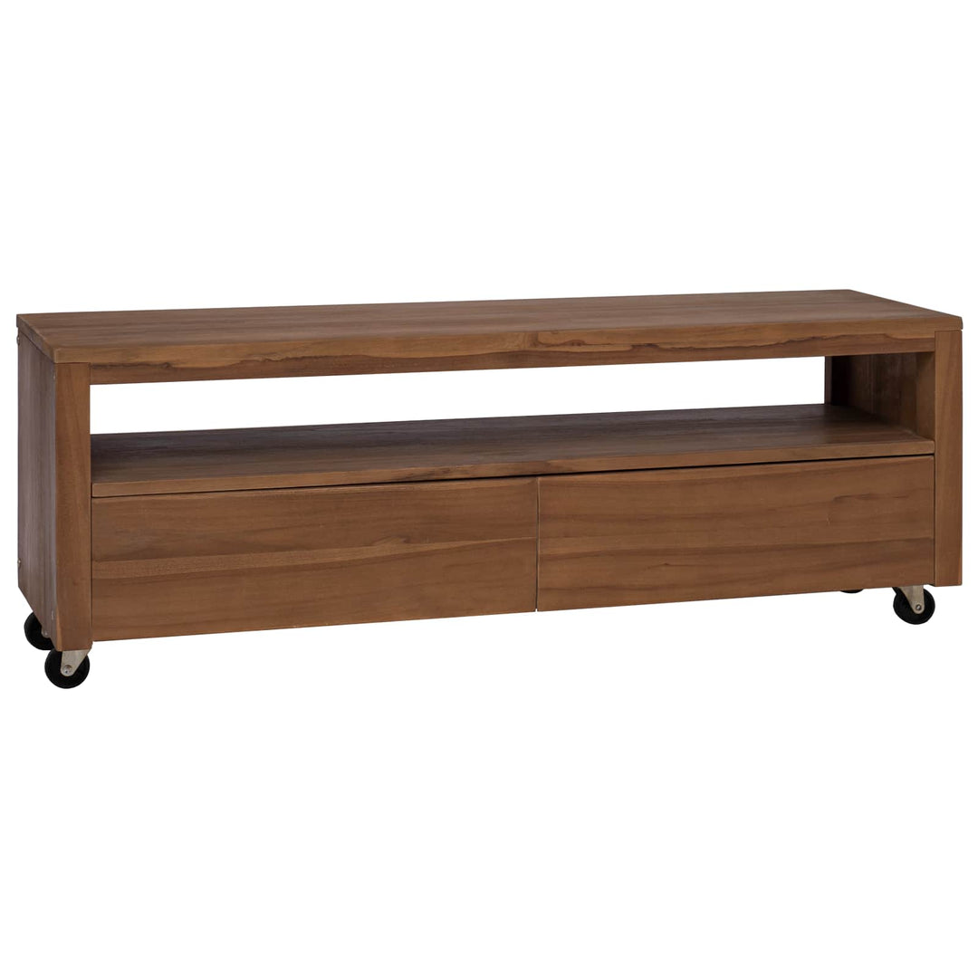 TV-skab 110 x 30 x 40 cm Naturfarvet Massiv Teaktræ