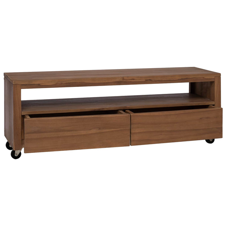 TV-skab 110 x 30 x 40 cm Naturfarvet Massiv Teaktræ