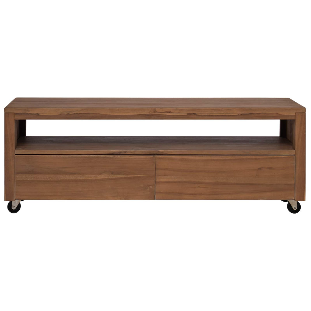TV-skab 110 x 30 x 40 cm Naturfarvet Massiv Teaktræ