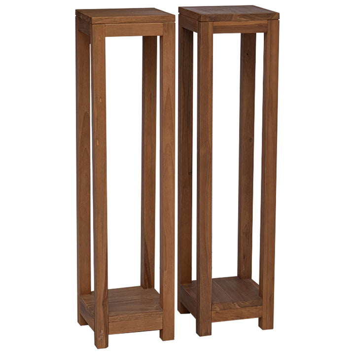 Planteholder 2 stk. Naturfarvet 25 x 25 x 100 cm Massiv Teaktræ