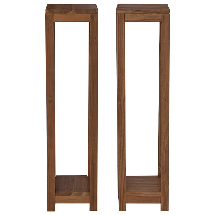 Planteholder 2 stk. Naturfarvet 25 x 25 x 100 cm Massiv Teaktræ