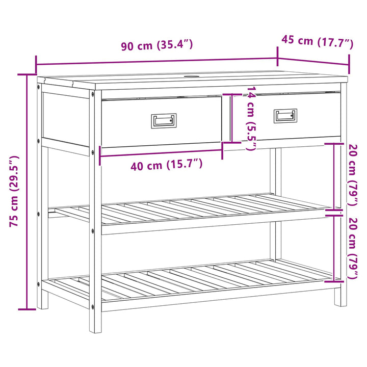 Badeværelsesskab Naturfarvet 90 x 45 x 75 cm Massiv Teaktræ