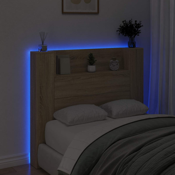 Hovedgærde kabinet med LED Sonoma Konstrueret træ