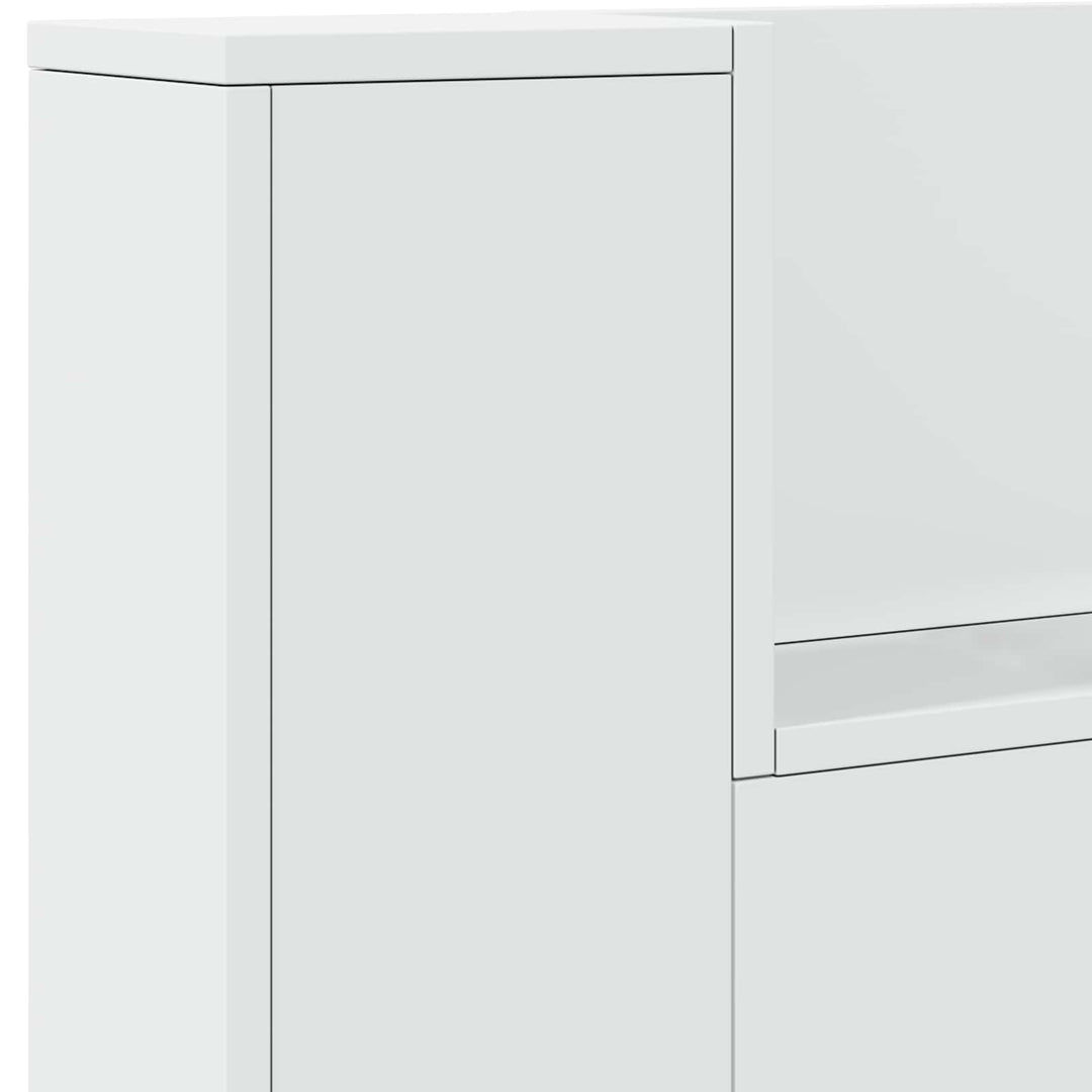 Hovedgærde kabinet med LED med hylde Hvid 140 x 16,5 x 103,5 cm
