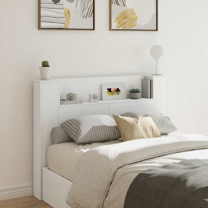 Hovedgærde kabinet med LED med hylde Hvid 140 x 16,5 x 103,5 cm