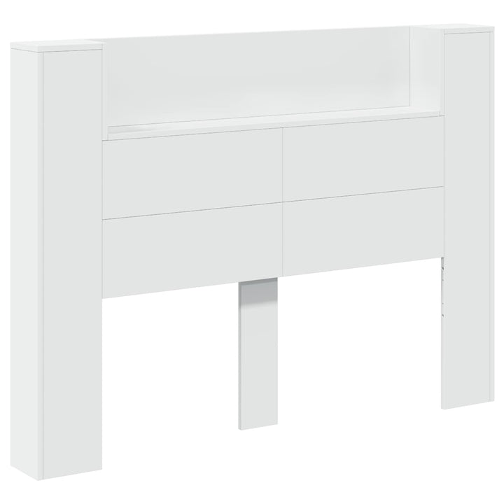 Hovedgærde kabinet med LED med hylde Hvid 140 x 16,5 x 103,5 cm