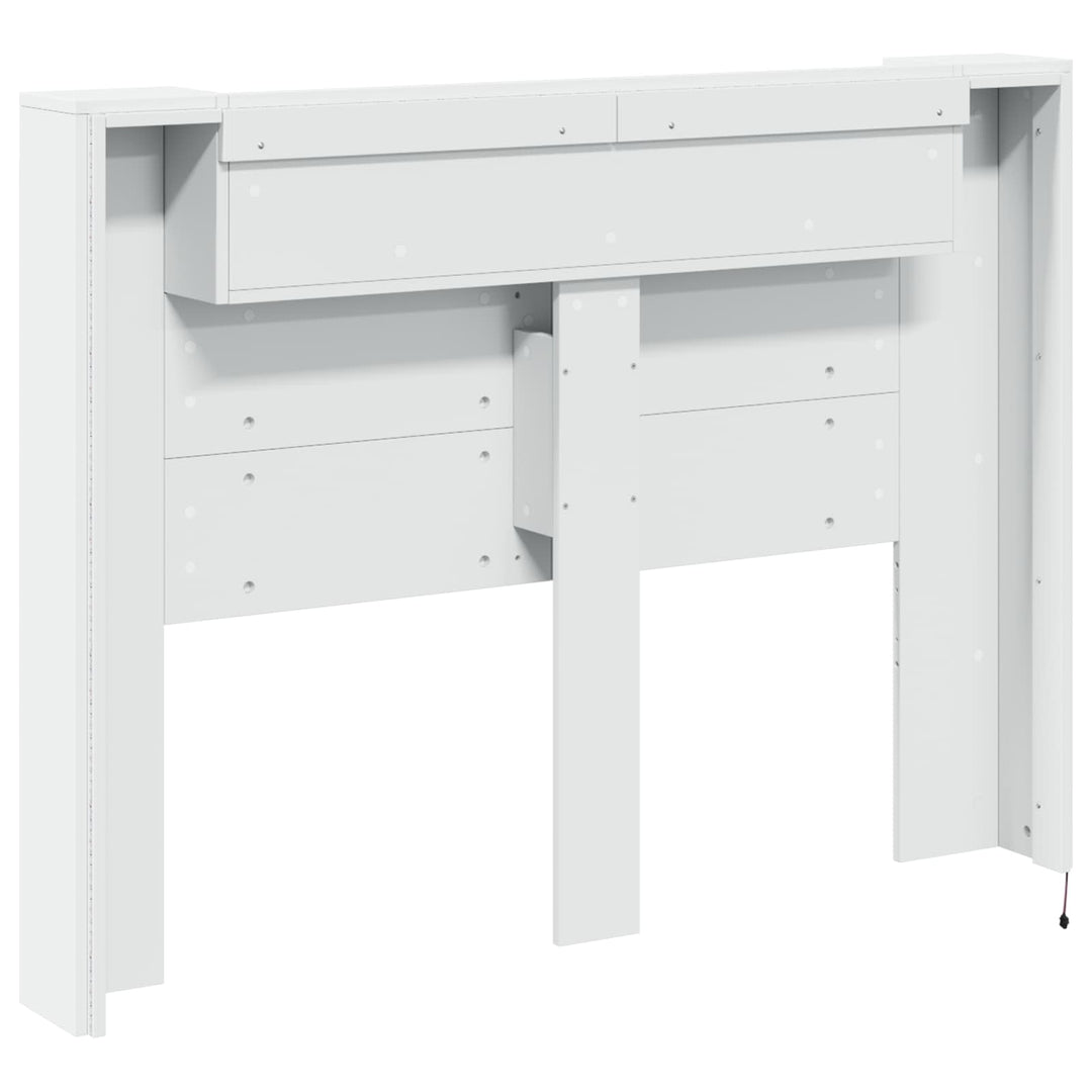Hovedgærde kabinet med LED med hylde Hvid 140 x 16,5 x 103,5 cm
