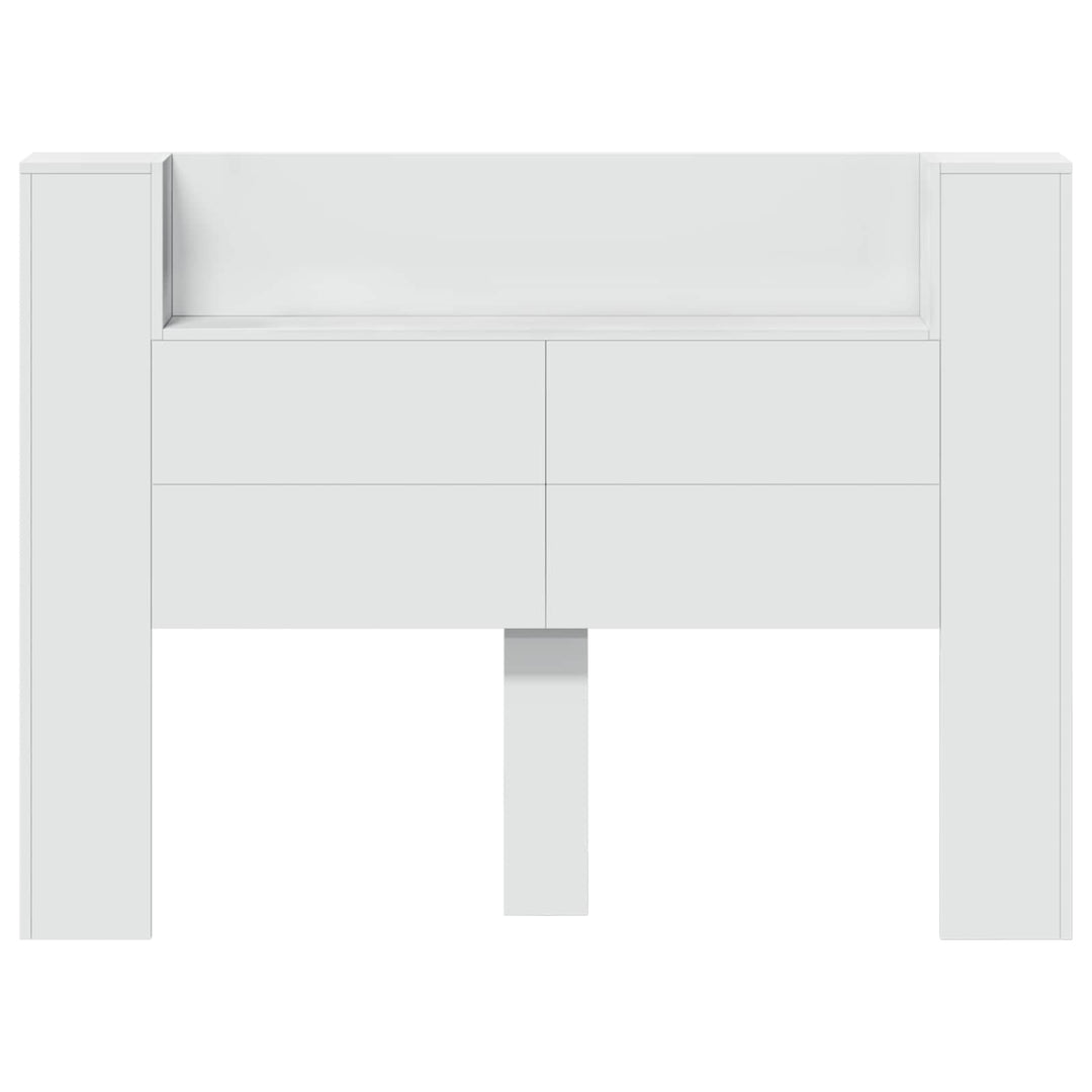 Hovedgærde kabinet med LED med hylde Hvid 140 x 16,5 x 103,5 cm