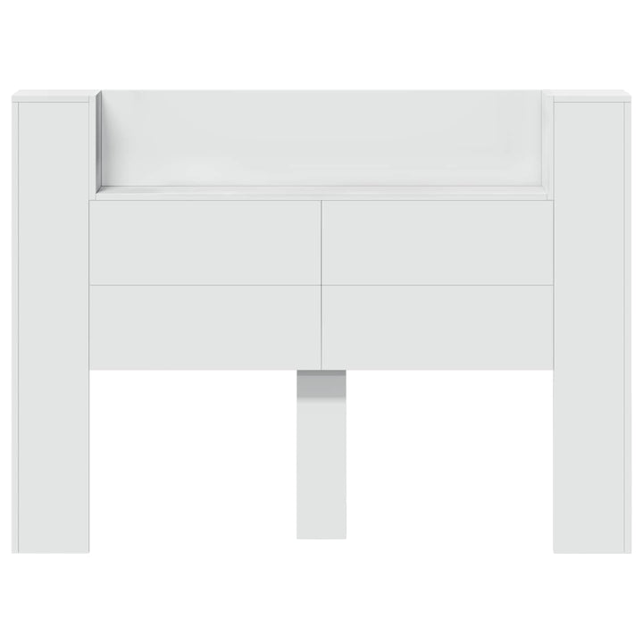 Hovedgærde kabinet med LED med hylde Hvid 140 x 16,5 x 103,5 cm