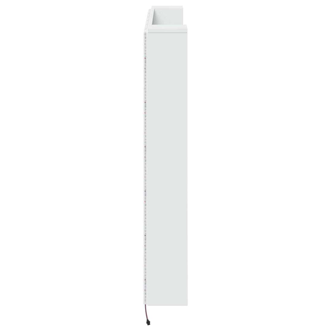 Hovedgærde kabinet med LED med hylde Hvid 140 x 16,5 x 103,5 cm