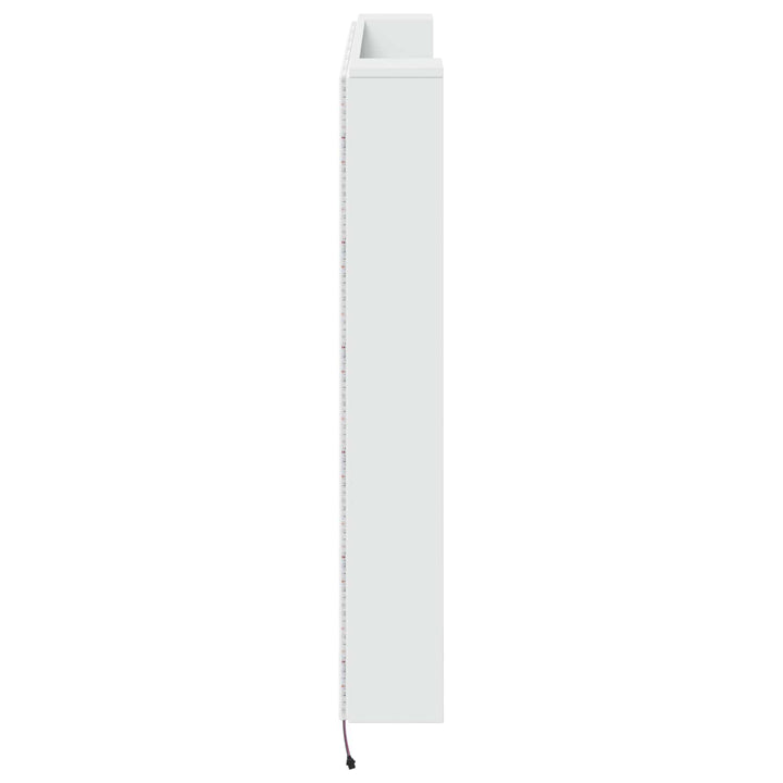 Hovedgærde kabinet med LED med hylde Hvid 140 x 16,5 x 103,5 cm