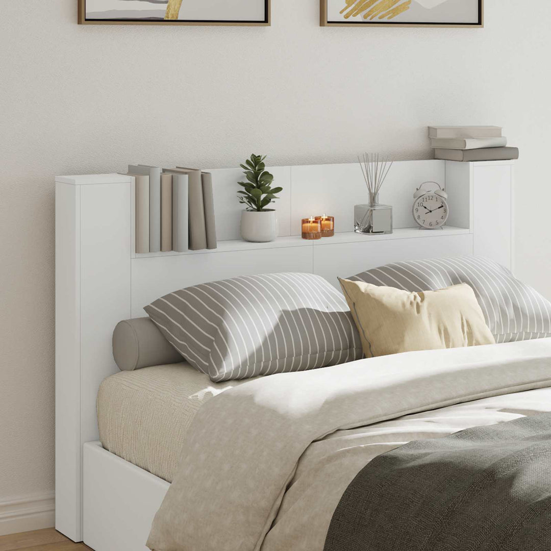 Hovedgærde kabinet med LED med hylde Hvid 160 x 16,5 x 103,5 cm
