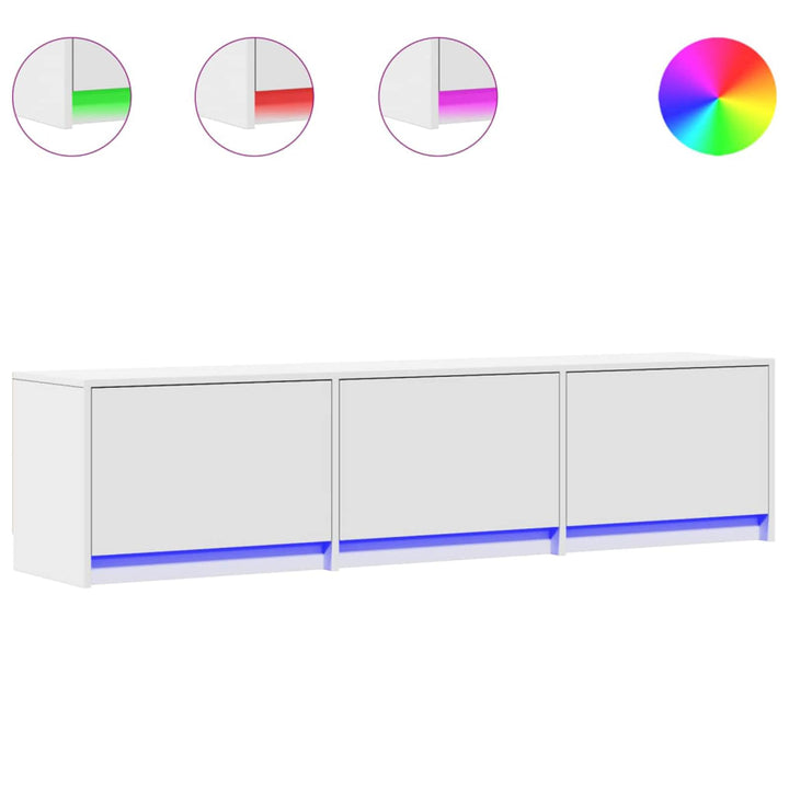 TV-skab med LED Hvid 165 x 34 x 40 cm Konstrueret træ