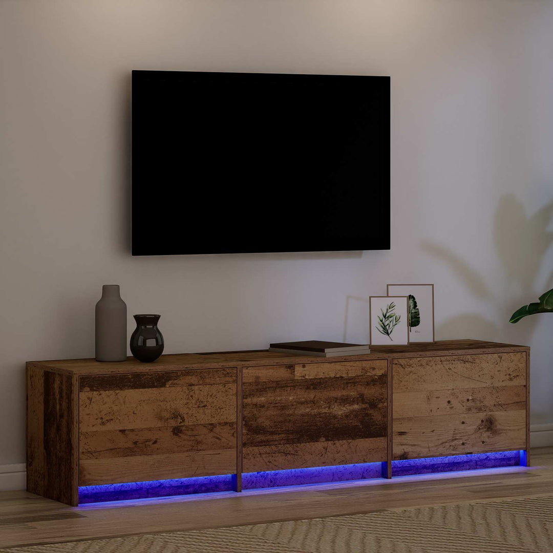 TV-skab med LED Gammelt træ 165 x 34 x 40 cm Konstrueret træ
