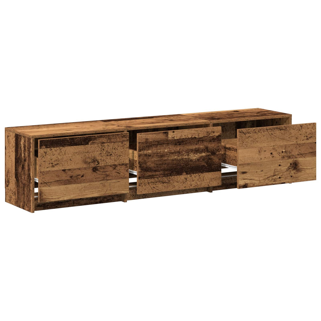 TV-skab med LED Gammelt træ 165 x 34 x 40 cm Konstrueret træ