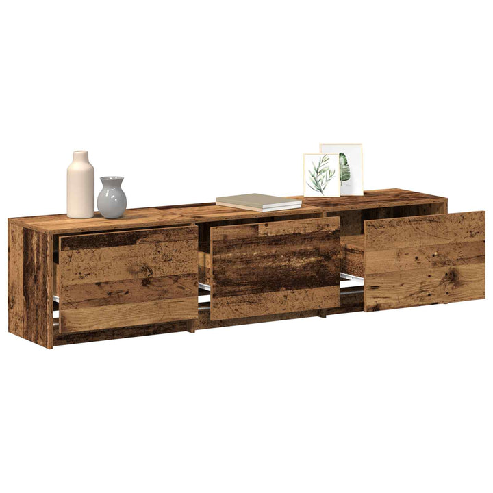 TV-skab med LED Gammelt træ 165 x 34 x 40 cm Konstrueret træ