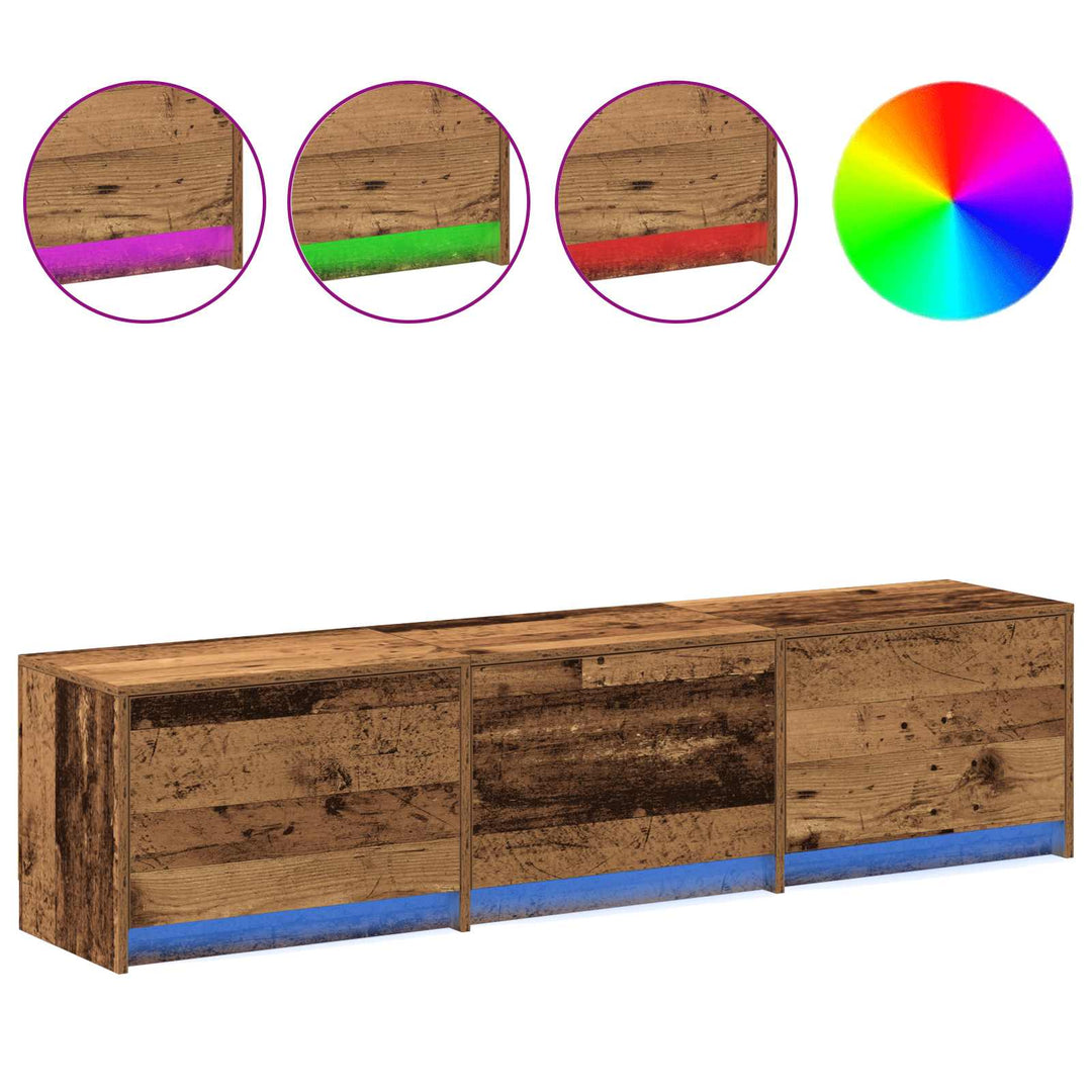 TV-skab med LED Gammelt træ 165 x 34 x 40 cm Konstrueret træ