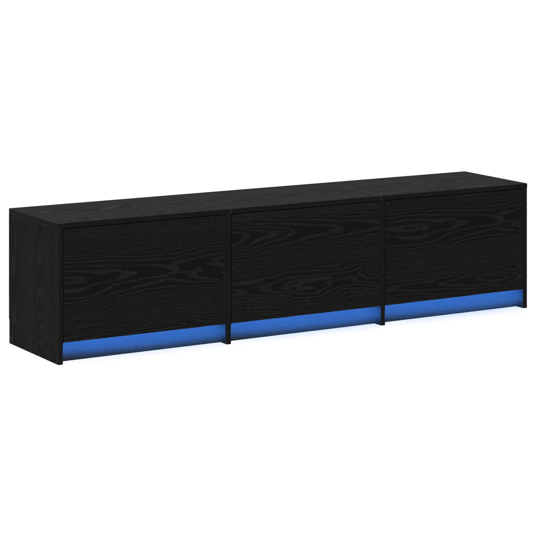 TV-skab med LED Sort eg 165 x 34 x 40 cm Konstrueret træ