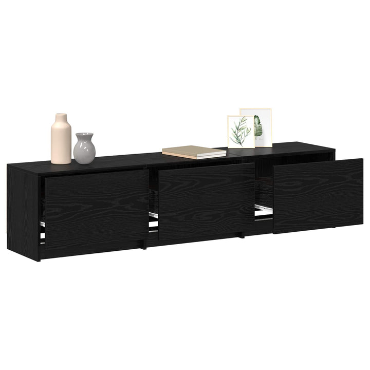 TV-skab med LED Sort eg 165 x 34 x 40 cm Konstrueret træ