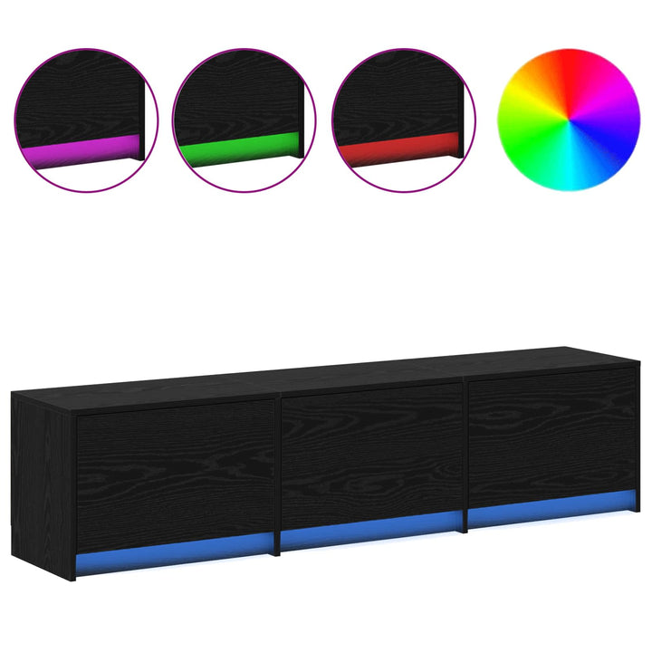 TV-skab med LED Sort eg 165 x 34 x 40 cm Konstrueret træ