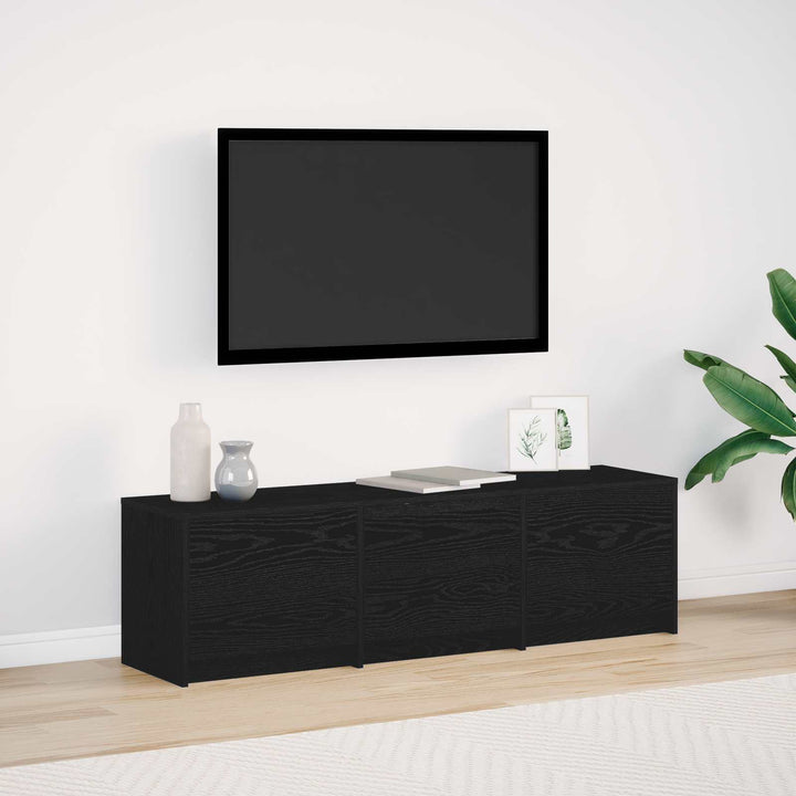 TV-skab med LED Sort eg 140 x 34 x 40 cm Konstrueret træ