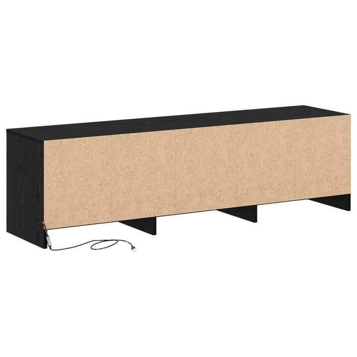 TV-skab med LED Sort eg 140 x 34 x 40 cm Konstrueret træ