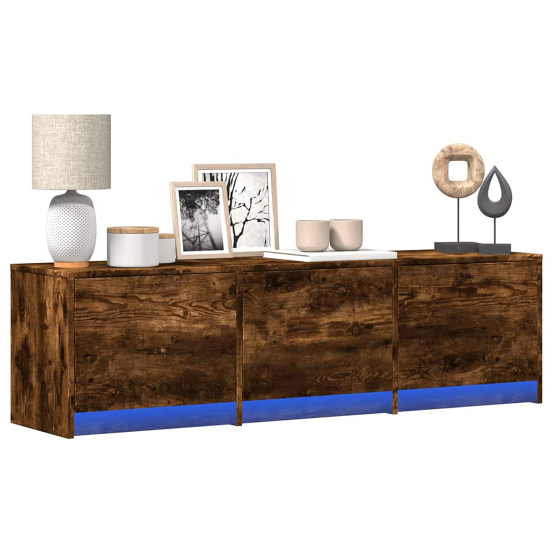TV-skab med LED Røget eg 140 x 34 x 40 cm Konstrueret træ