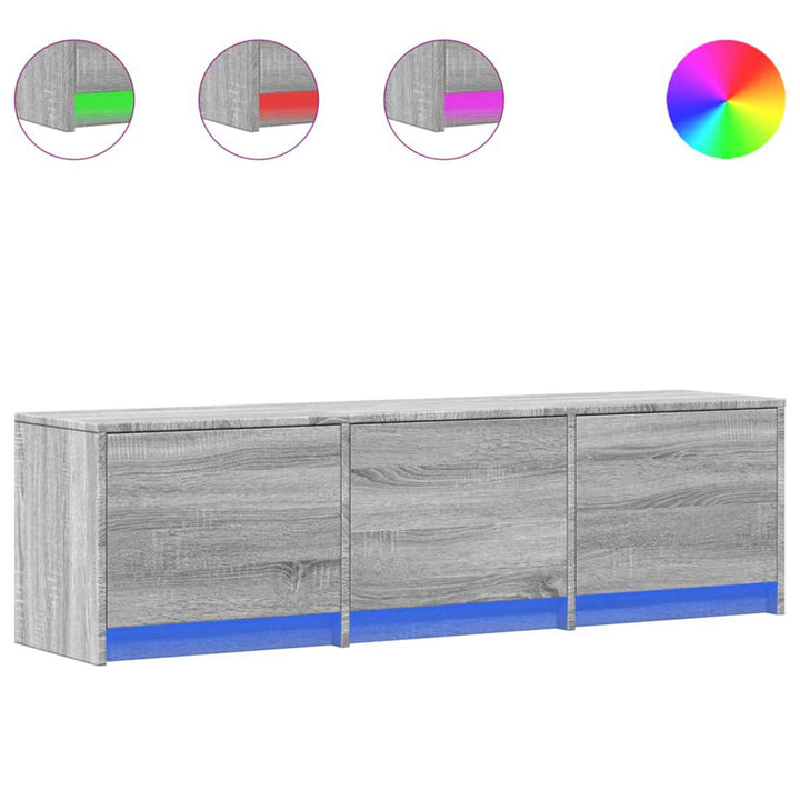 TV-skab med LED Grå Sonoma 140 x 34 x 40 cm Konstrueret træ