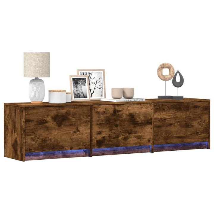 TV-skab med LED Røget eg 165 x 34 x 40 cm Konstrueret træ